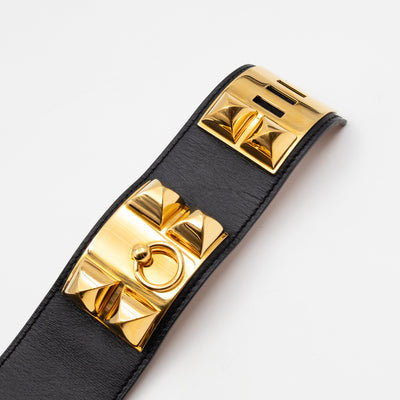 Collier de Chien Bracelet Gold & Black Leather