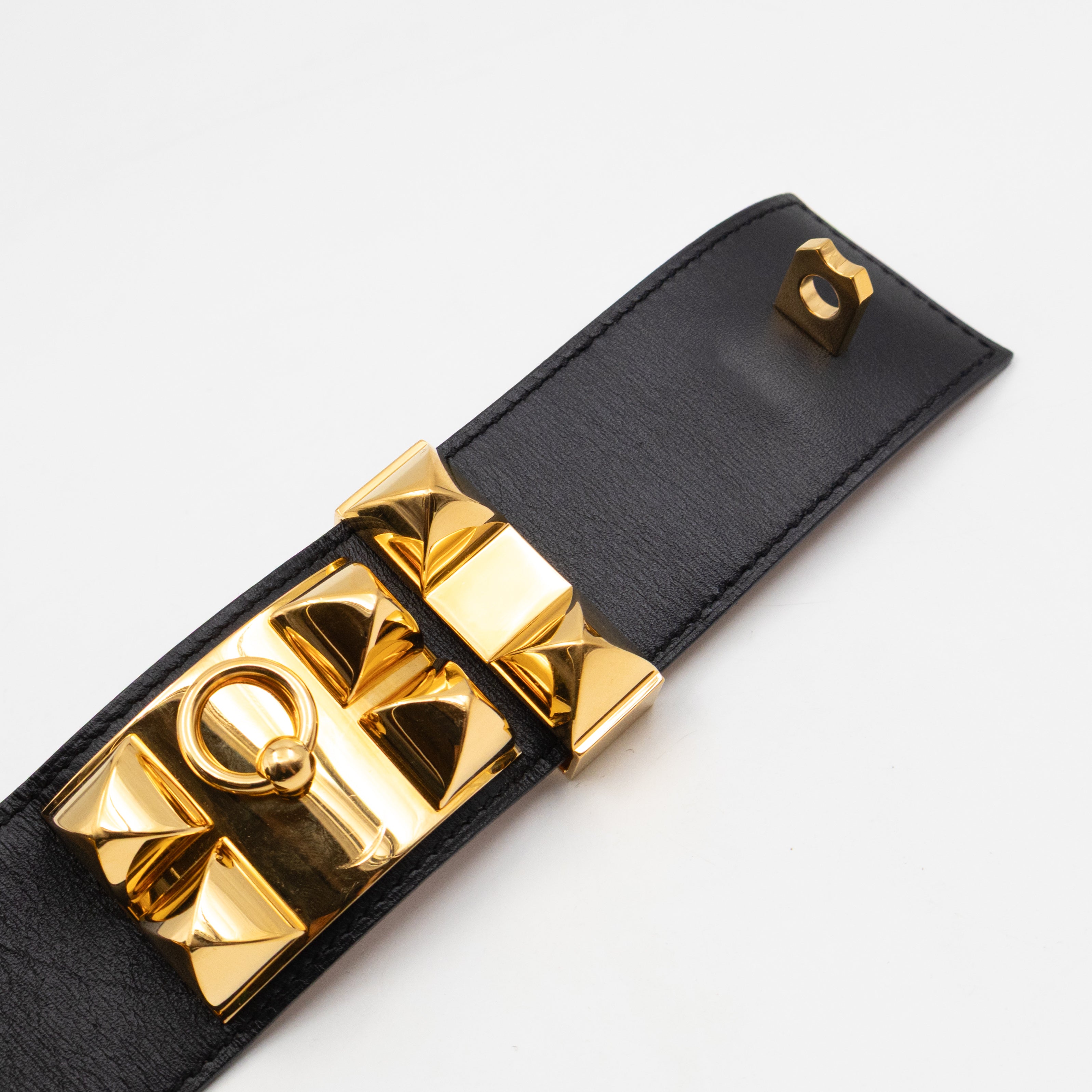 Collier de Chien Bracelet Gold & Black Leather