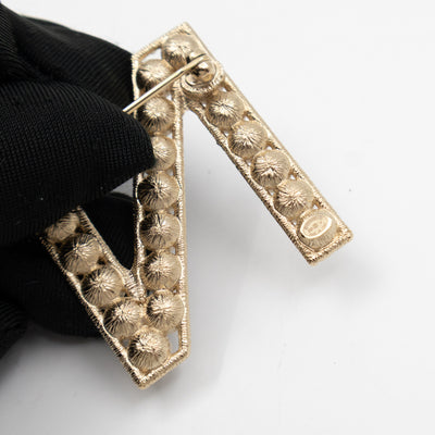 Letters Brooch Set Crystals Gold