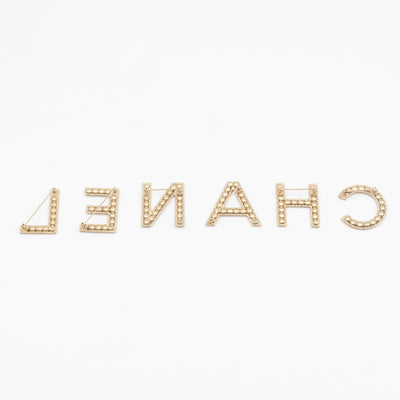 Letters Brooch Set Crystals Gold