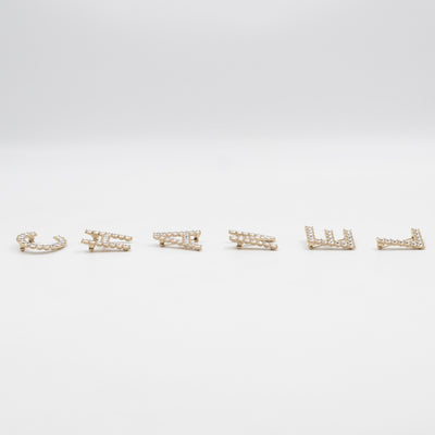 Letters Brooch Set Crystals Gold