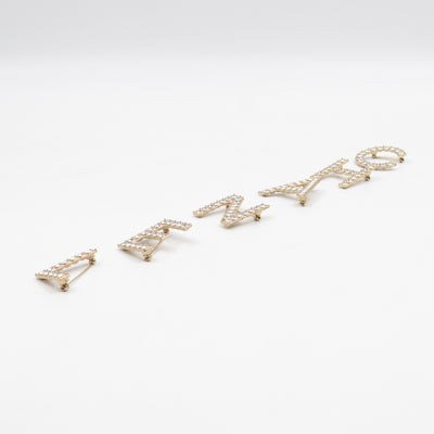 Letters Brooch Set Crystals Gold