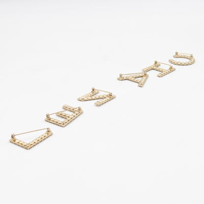 Letters Brooch Set Crystals Gold