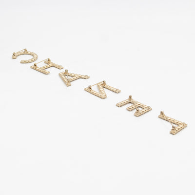 Letters Brooch Set Crystals Gold