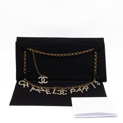 Crystals Letters CC Chain Necklace & Belt Aged Gold