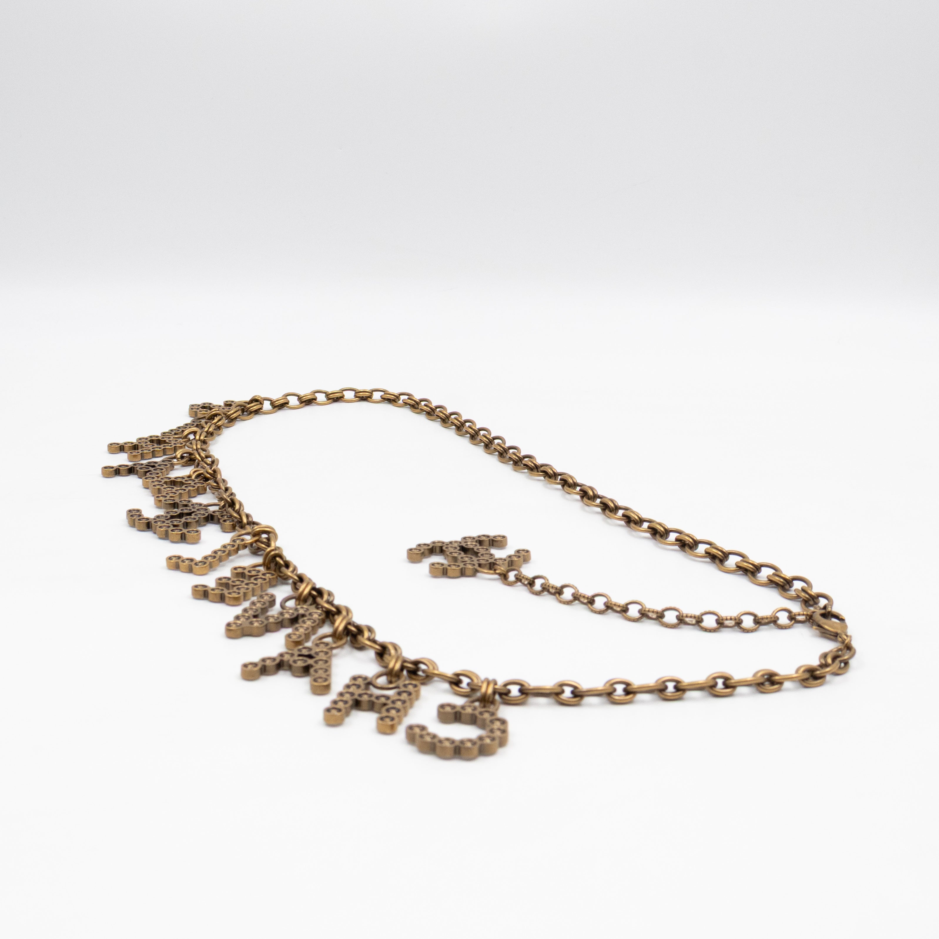 Crystals Letters CC Chain Necklace & Belt Aged Gold