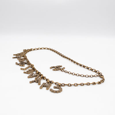 Crystals Letters CC Chain Necklace & Belt Aged Gold