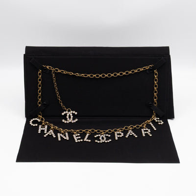 Crystals Letters CC Chain Necklace & Belt Aged Gold