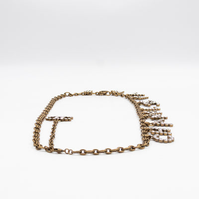 Crystals Letters CC Chain Necklace & Belt Aged Gold
