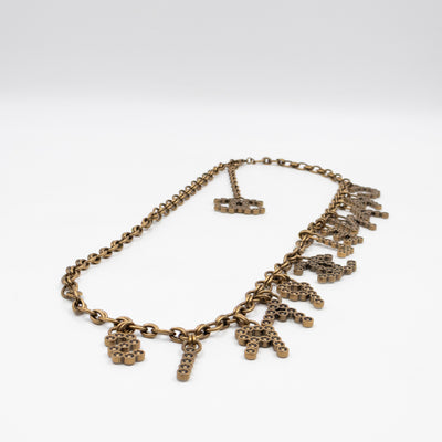 Crystals Letters CC Chain Necklace & Belt Aged Gold
