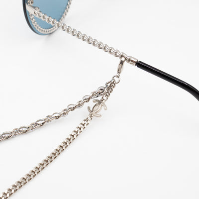 Round Sunglasses with Double Chain
