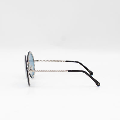 Round Sunglasses with Double Chain