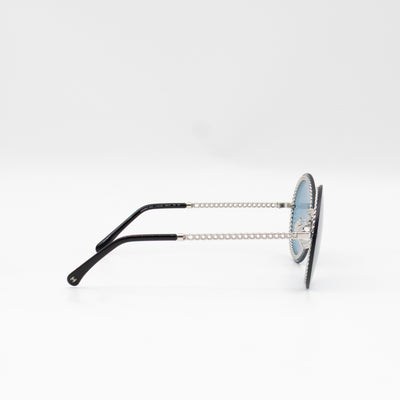 Round Sunglasses with Double Chain