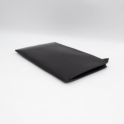 Flat Clutch Pouch Black Leather