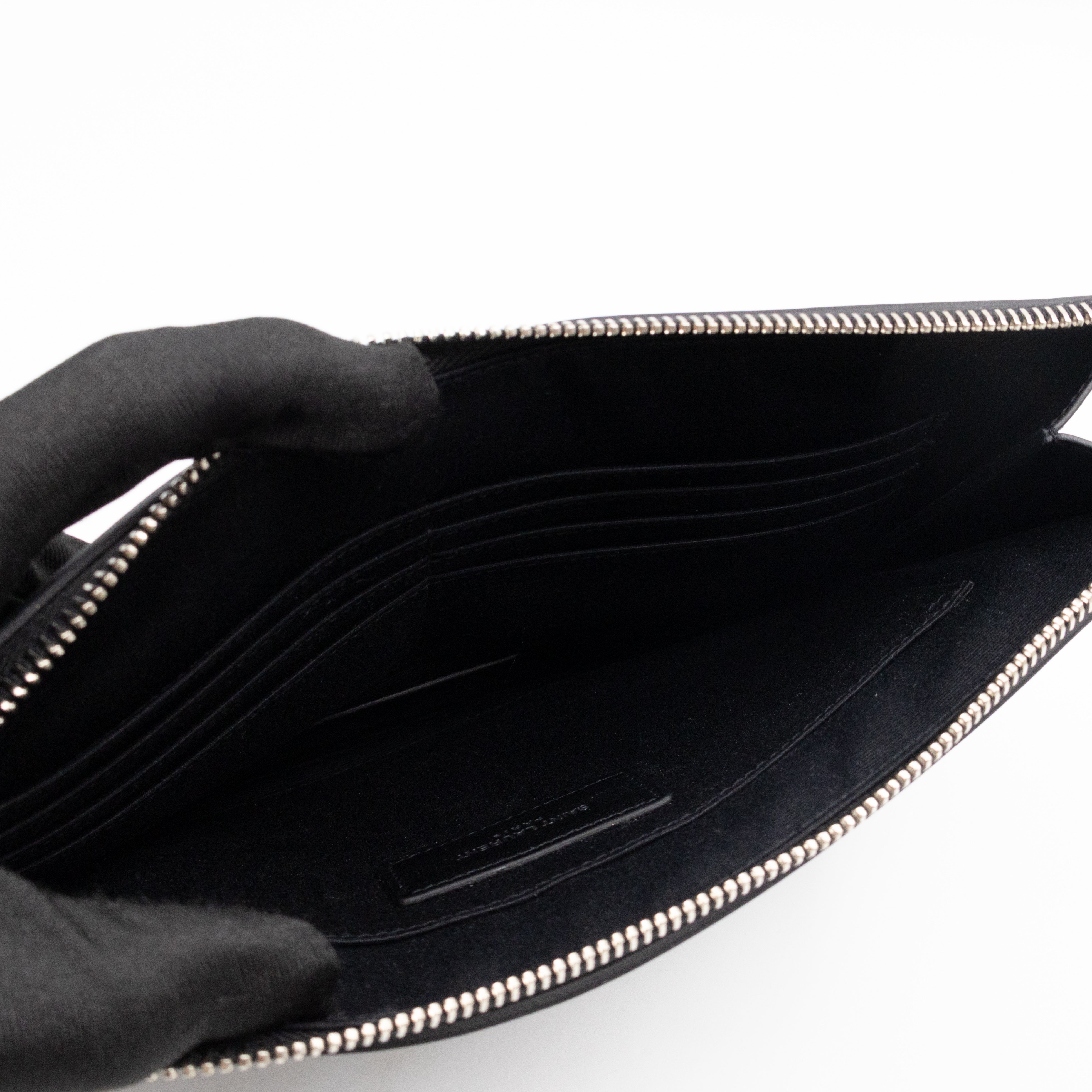 Flat Clutch Pouch Black Leather