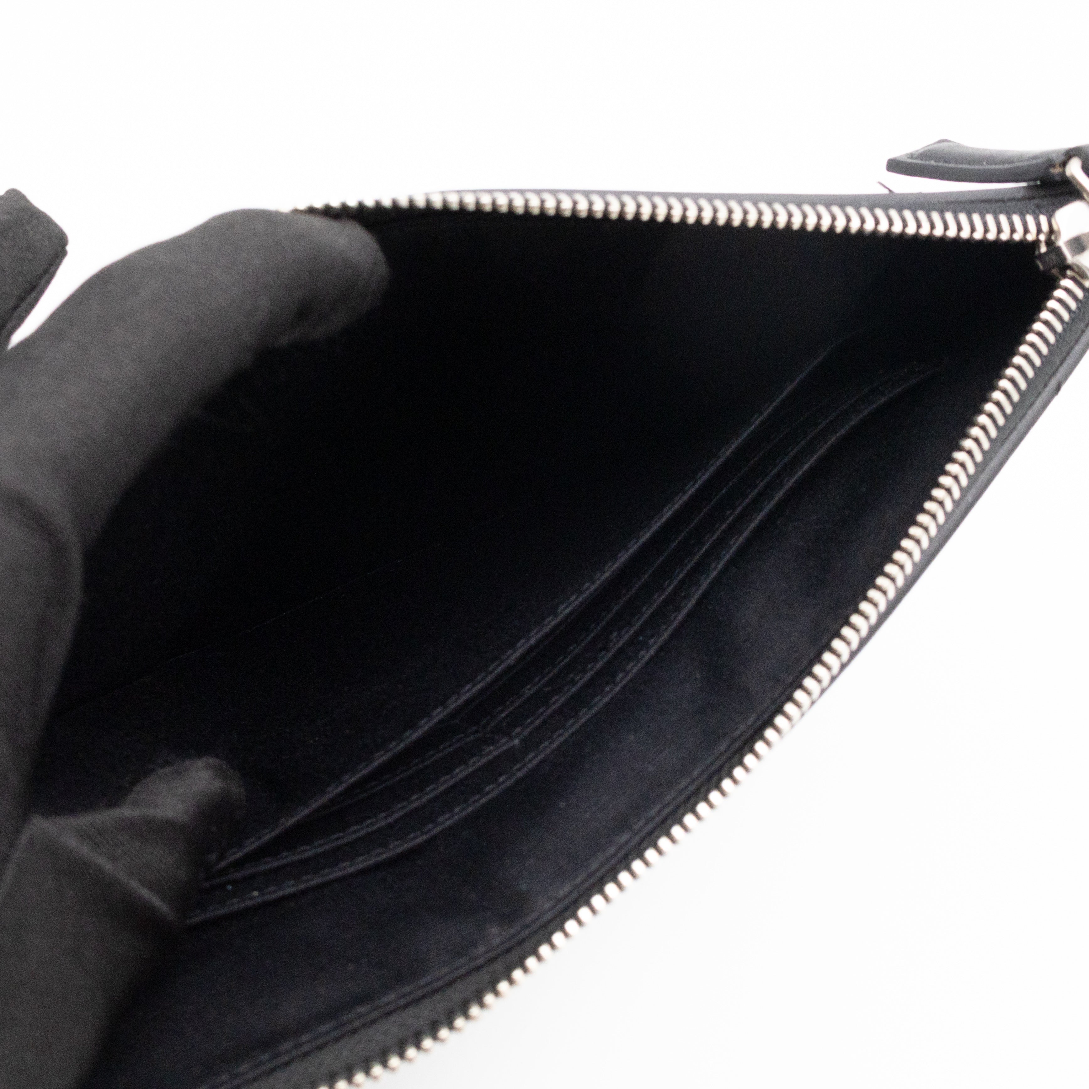 Flat Clutch Pouch Black Leather