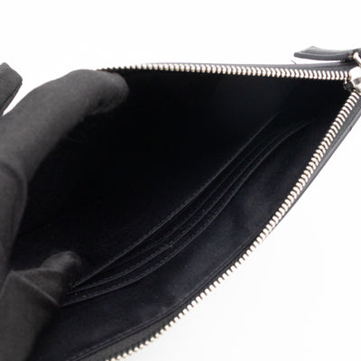Flat Clutch Pouch Black Leather