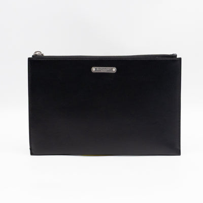 Flat Clutch Pouch Black Leather