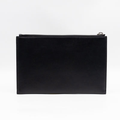 Flat Clutch Pouch Black Leather