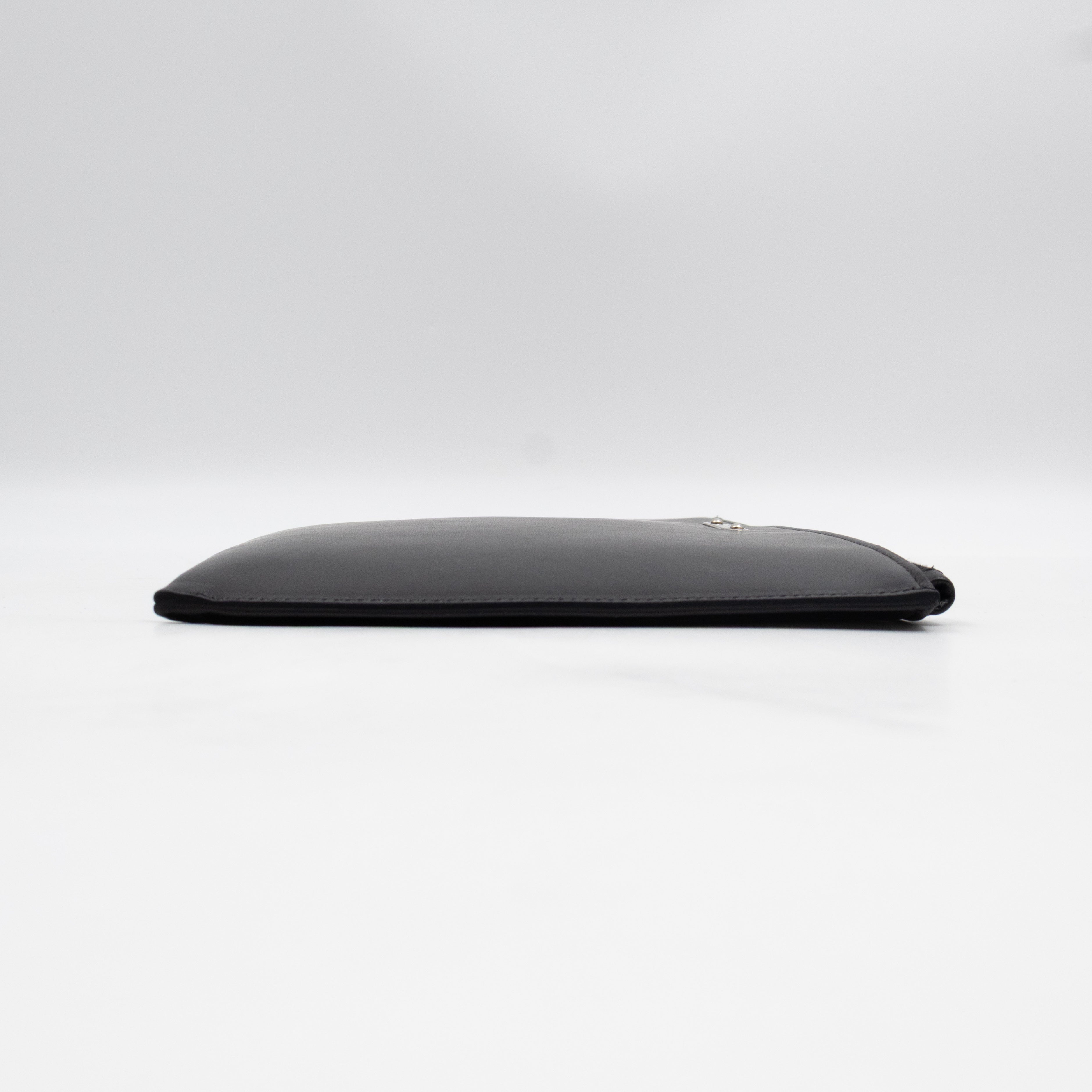 Flat Clutch Pouch Black Leather