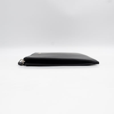 Flat Clutch Pouch Black Leather