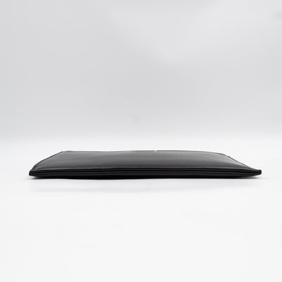 Flat Clutch Pouch Black Leather