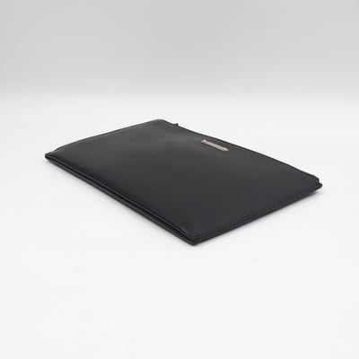 Flat Clutch Pouch Black Leather