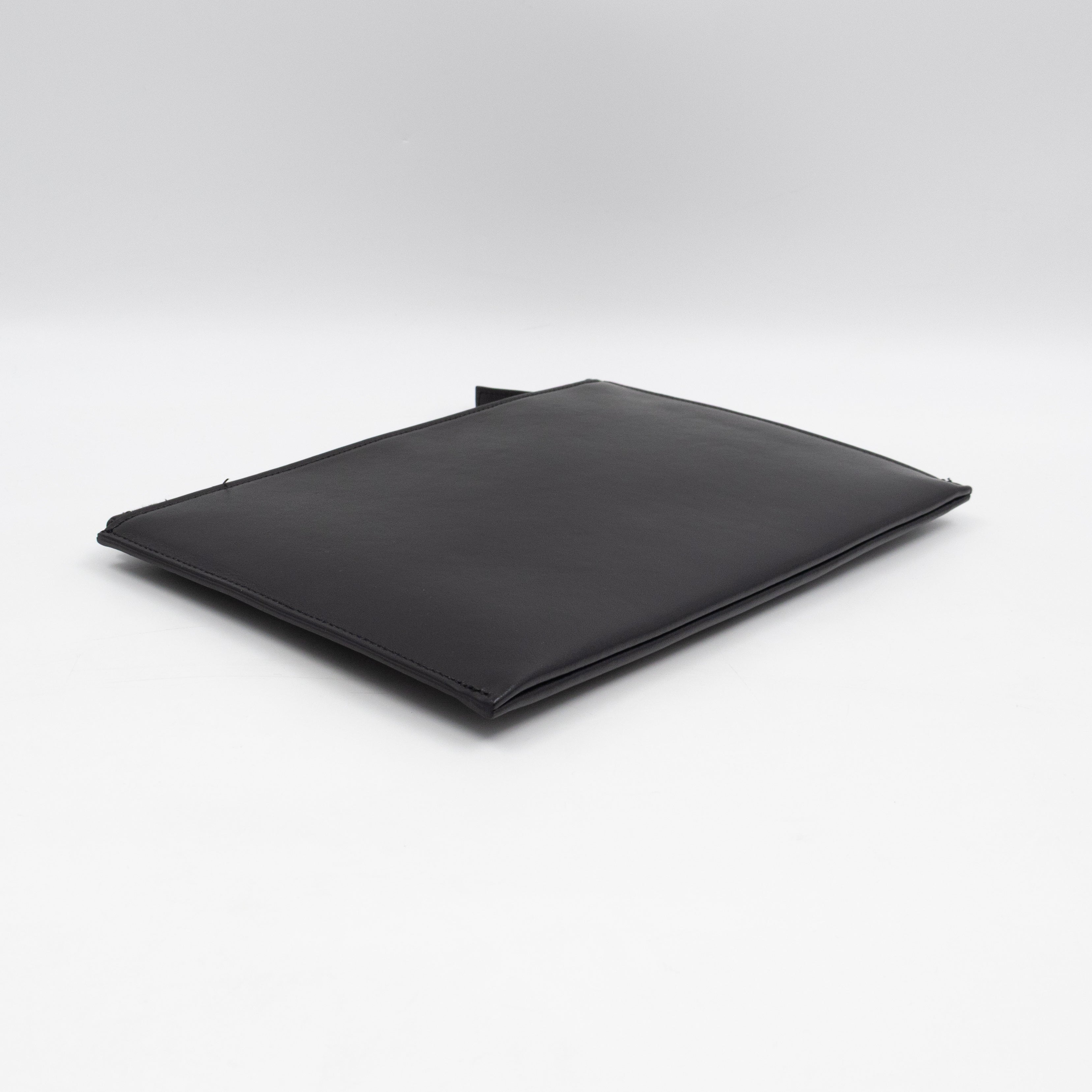 Flat Clutch Pouch Black Leather