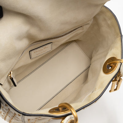 Lady Dior Medium Supple Cannage Studded White Leather