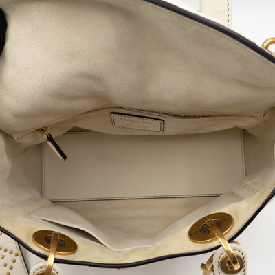 Lady Dior Medium Supple Cannage Studded White Leather