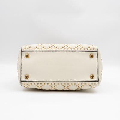 Lady Dior Medium Supple Cannage Studded White Leather