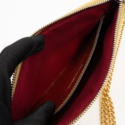 GG Marmont Chain Wallet Gold Crumpled Leather