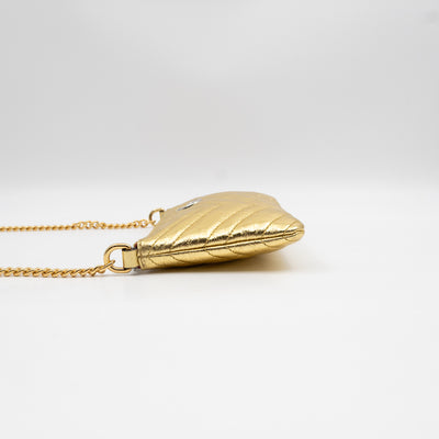 GG Marmont Chain Wallet Gold Crumpled Leather