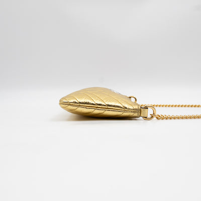 GG Marmont Chain Wallet Gold Crumpled Leather