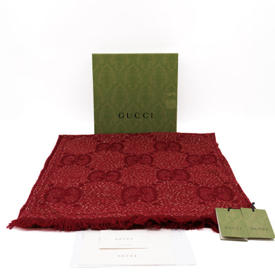 GG Jacquard Knitted Lady Nest Lux Scarf Red & Gold