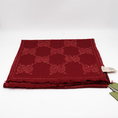 GG Jacquard Knitted Lady Nest Lux Scarf Red & Gold