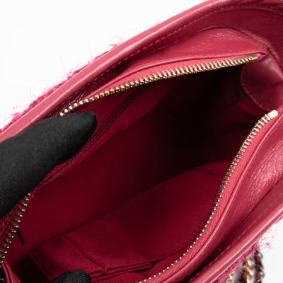Gabrielle Hobo Small Pink Tweed & Leather