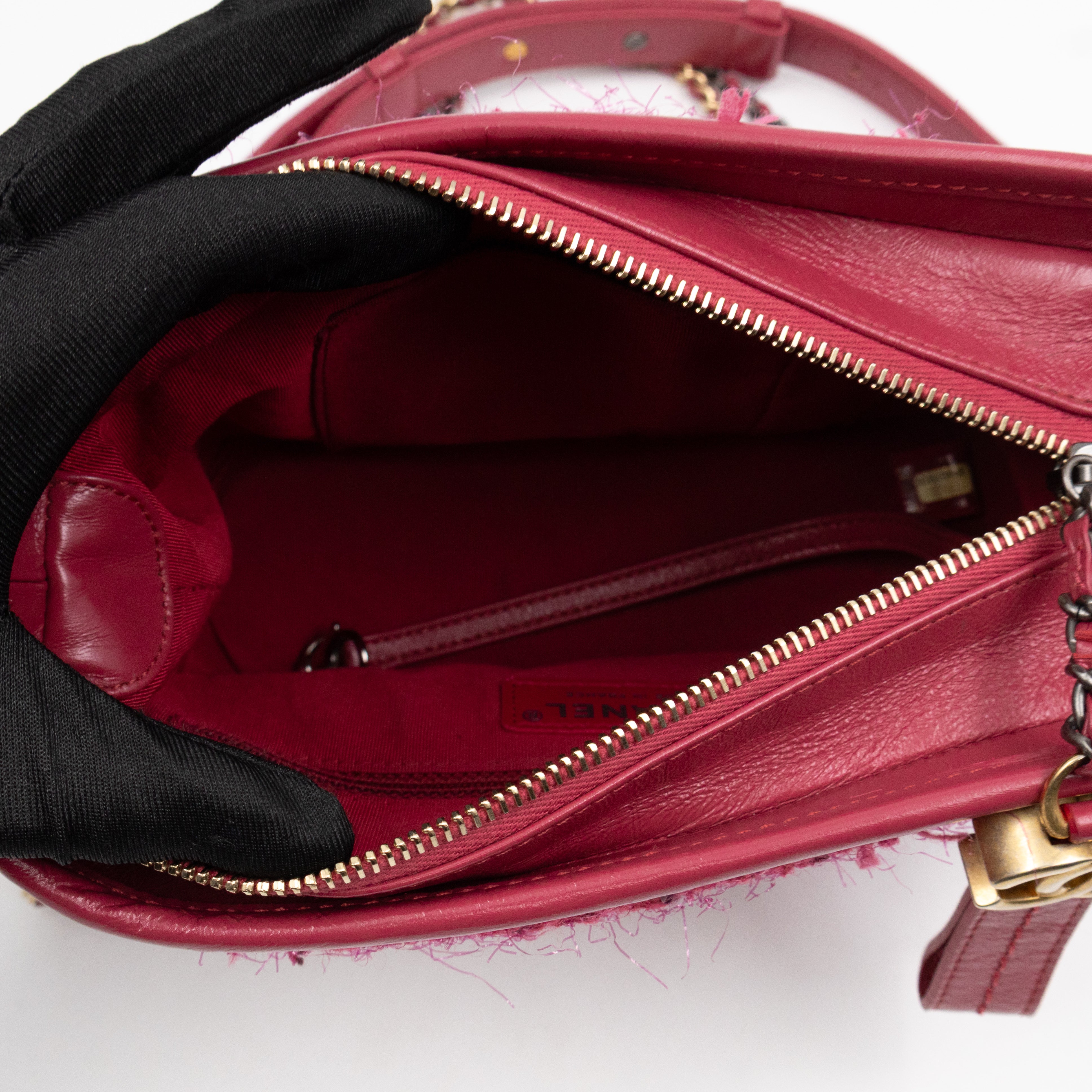 Gabrielle Hobo Small Pink Tweed & Leather