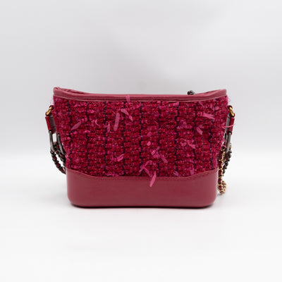 Gabrielle Hobo Small Pink Tweed & Leather