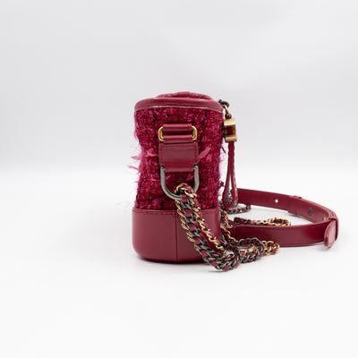 Gabrielle Hobo Small Pink Tweed & Leather