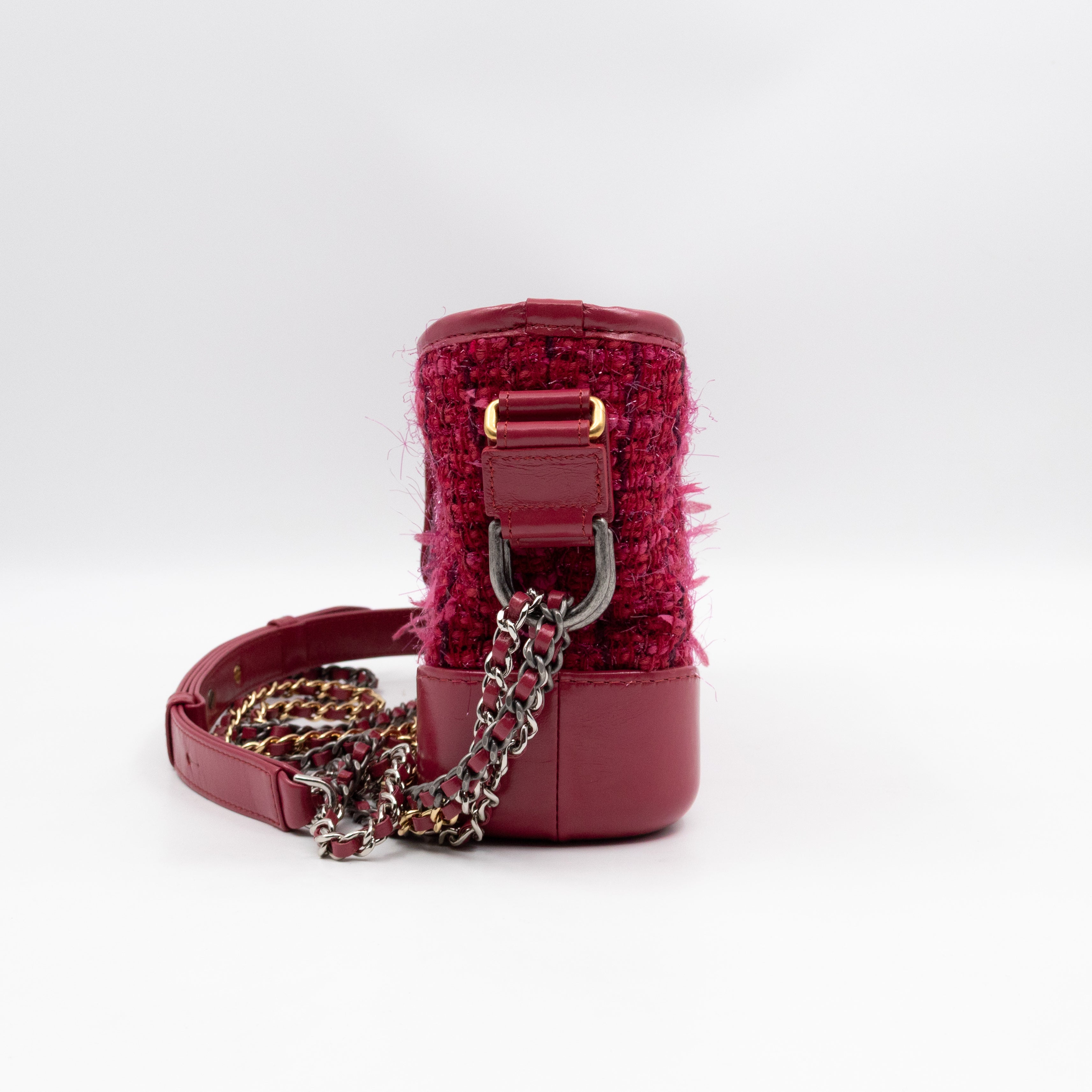 Gabrielle Hobo Small Pink Tweed & Leather