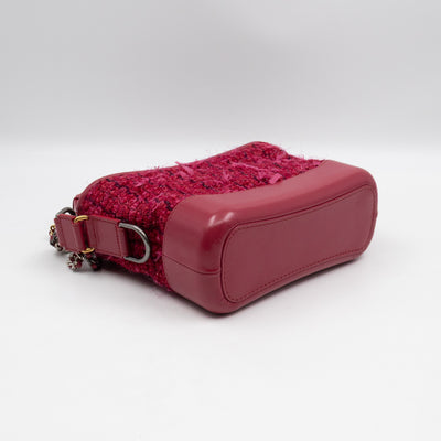 Gabrielle Hobo Small Pink Tweed & Leather