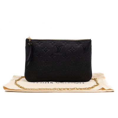 Double Zip Pochette Black Monogram Empreinte
