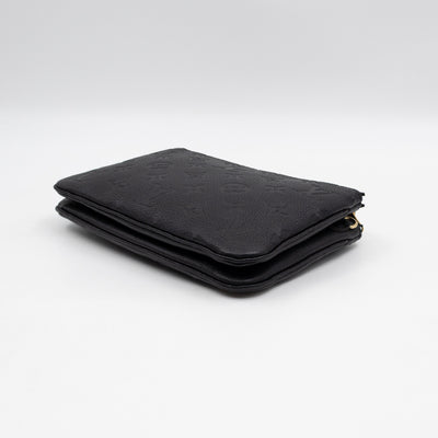 Double Zip Pochette Black Monogram Empreinte