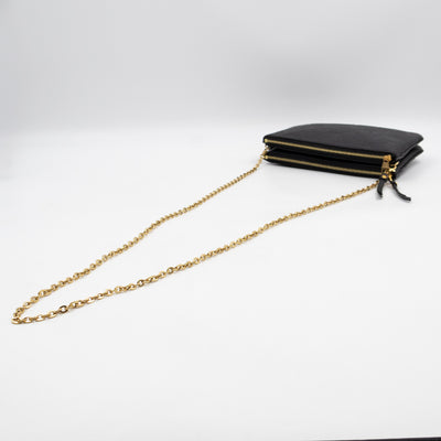 Double Zip Pochette Black Monogram Empreinte