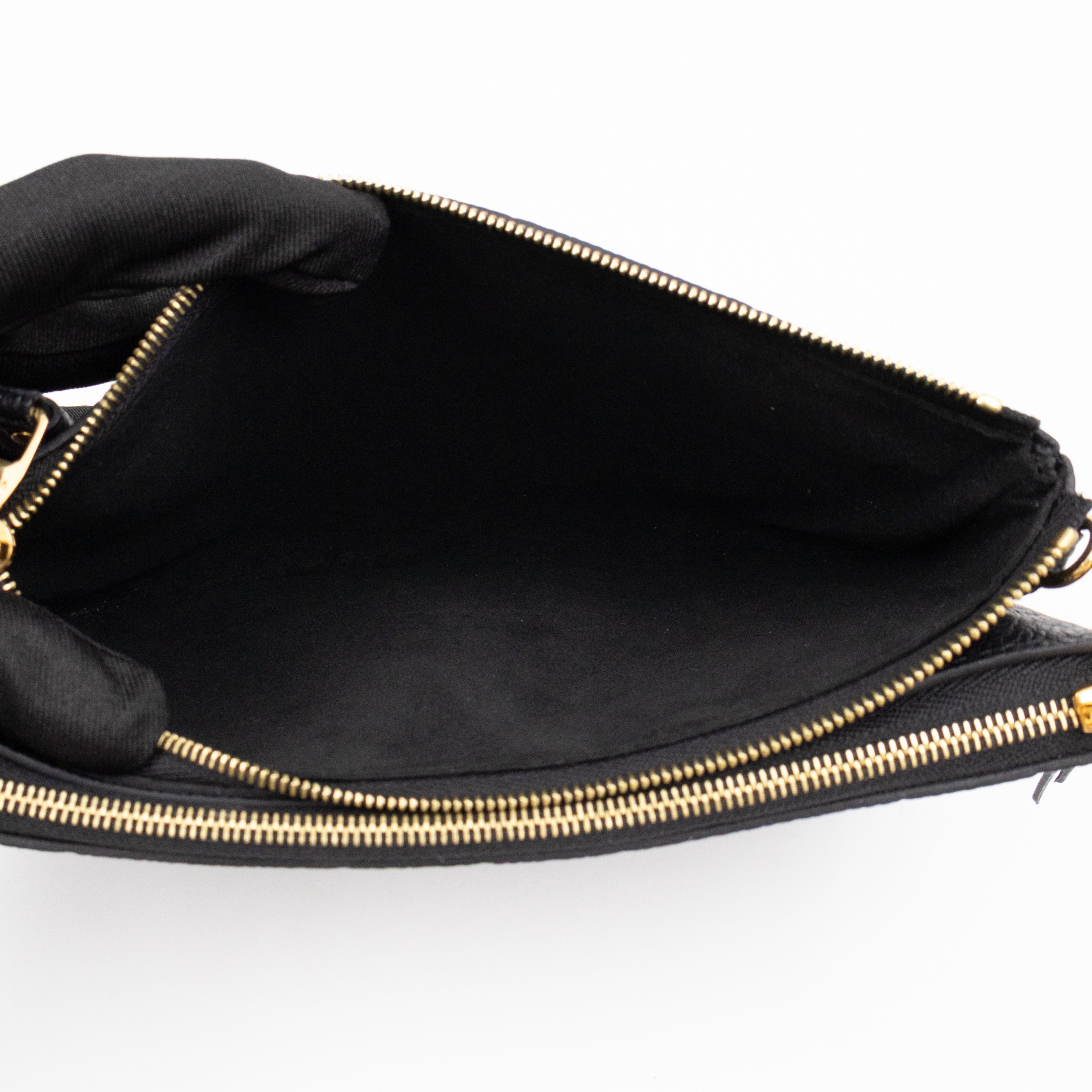 Double Zip Pochette Black Monogram Empreinte