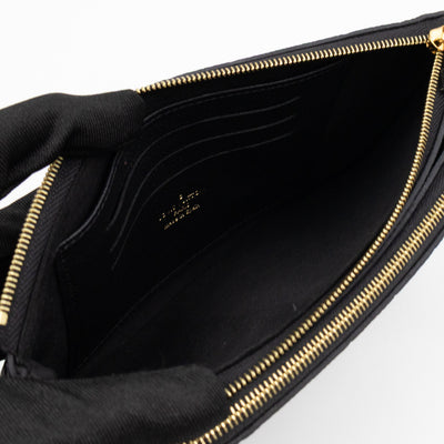 Double Zip Pochette Black Monogram Empreinte