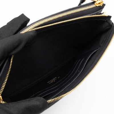 Double Zip Pochette Black Monogram Empreinte