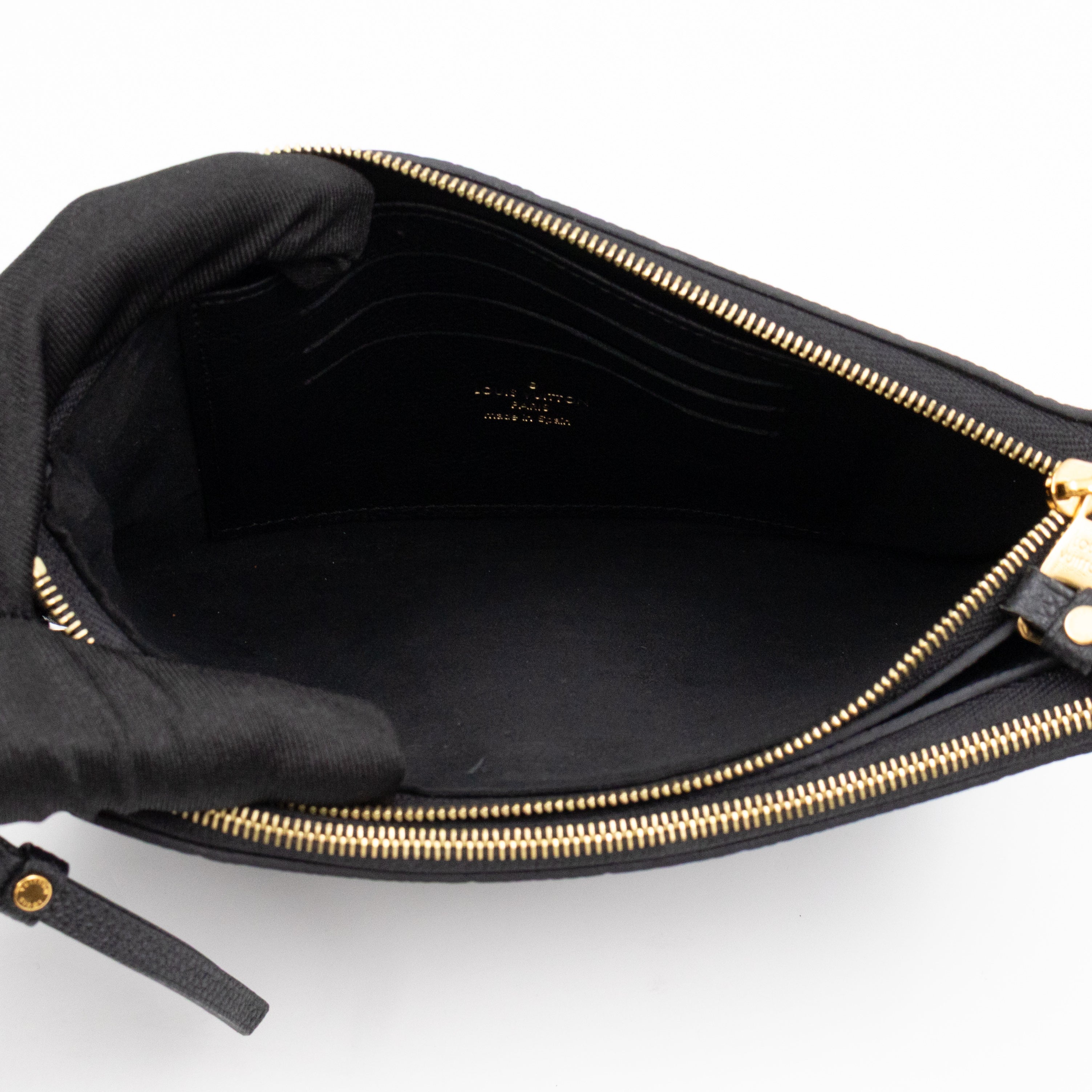 Double Zip Pochette Black Monogram Empreinte