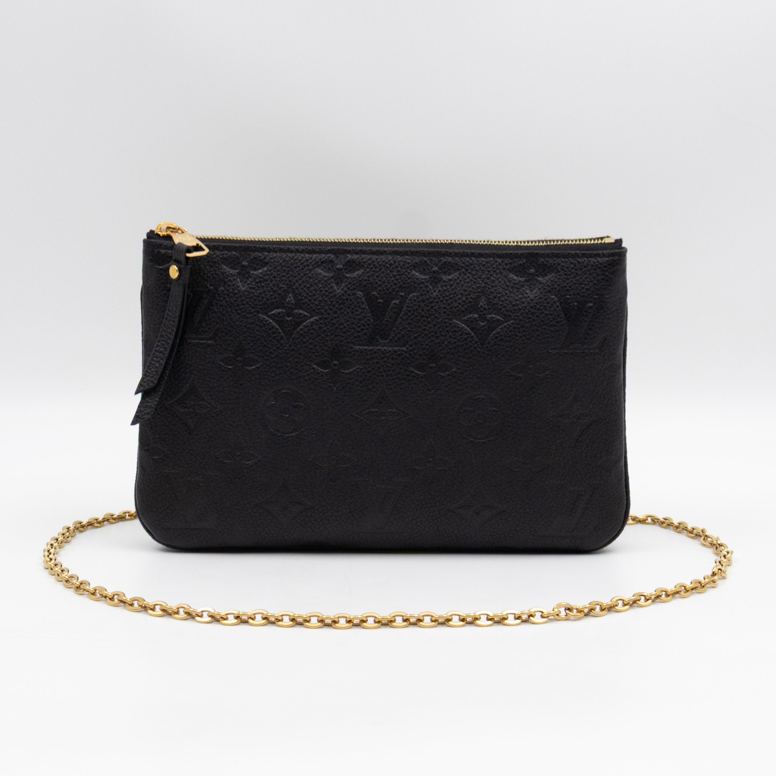 Double Zip Pochette Black Monogram Empreinte